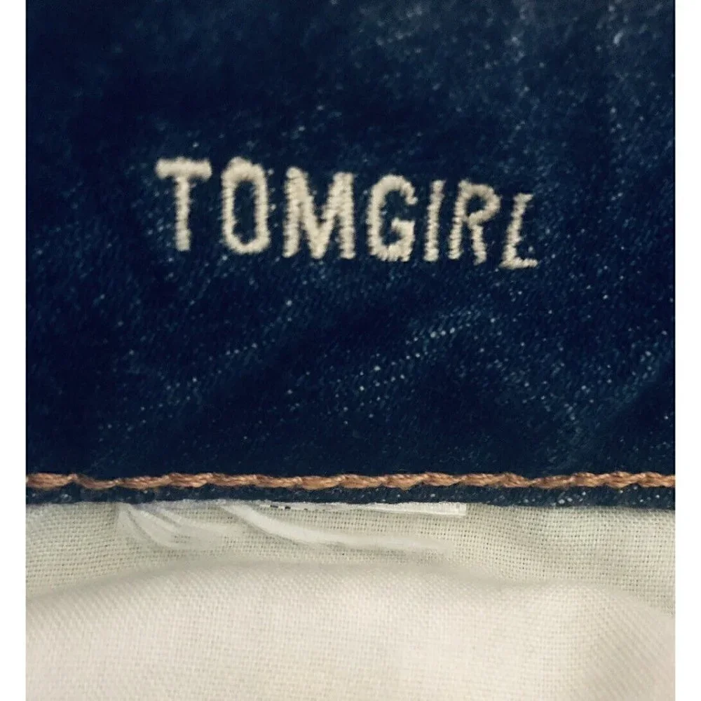 American Eagle Womens Size 00 Tomgirl Destroyed Distressed Button Fly Jeans